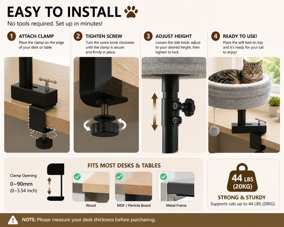 LUNIXA Premium Cat Desk Bed