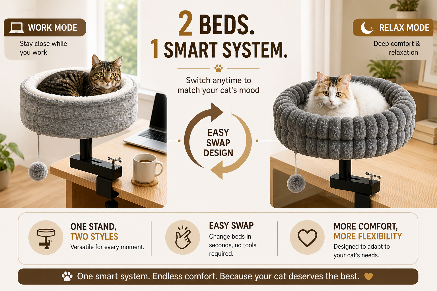 LUNIXA two bed system showing work mode and relax mode